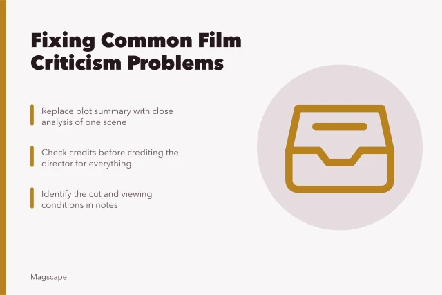 Card listing fixes for film criticism: scene analysis, credits, version notes. Common film and television criticism problems