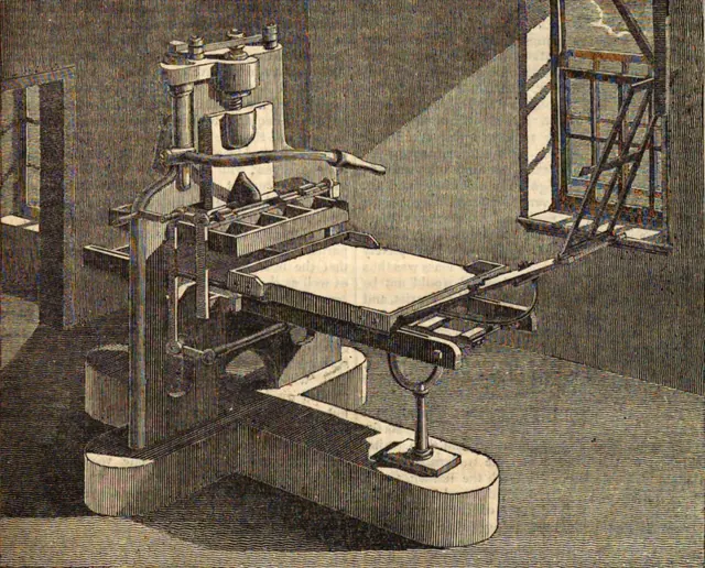 1833 woodcut illustration of a Stanhope printing press. How to Get a Press Pass for a Major US Art Fair