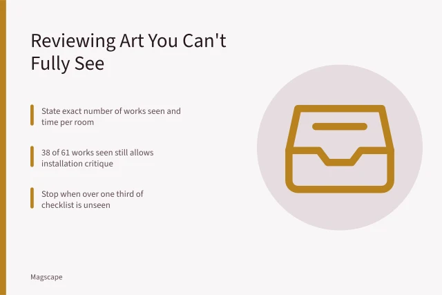 Checklist and gallery notes for reviewing a partial art retrospective. How to Review an Artist’s Retrospective When You Can’t See Every Work