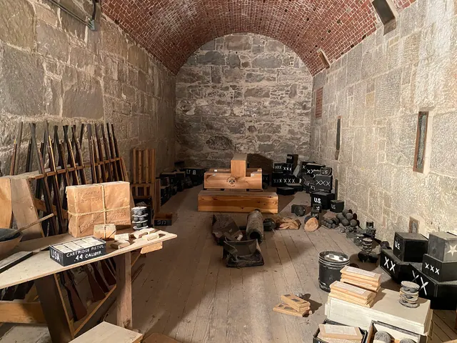 The powder magazine of Fort Trumbull , with reproduction items displayed. How to write a film or television review step by step